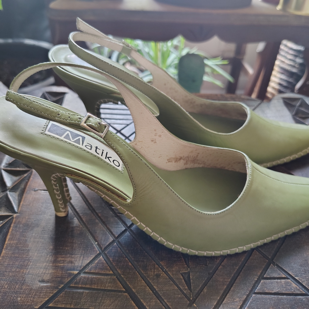 Matiko Green Women's Slingback Shoes - Picture 2 of 5